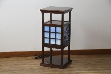 中古　川島政則ステンドグラス工房　幻想的な雰囲気を醸し出す行灯型フロアスタンド照明(スタンドライト、間接照明、行燈)(定価約40万円)(R-075581)