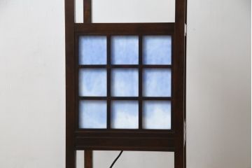 中古　川島政則ステンドグラス工房　幻想的な雰囲気を醸し出す行灯型フロアスタンド照明(スタンドライト、間接照明、行燈)(定価約40万円)(R-075581)