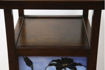 中古　川島政則ステンドグラス工房　幻想的な雰囲気を醸し出す行灯型フロアスタンド照明(スタンドライト、間接照明、行燈)(定価約40万円)(R-075581)