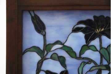 中古　川島政則ステンドグラス工房　幻想的な雰囲気を醸し出す行灯型フロアスタンド照明(スタンドライト、間接照明、行燈)(定価約40万円)(R-075581)