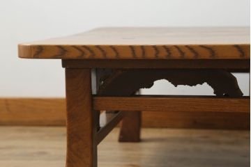 和製アンティーク　希少な意匠!!　天板タモ材・松材　珍しいデザインの座卓(ローテーブル、センターテーブル、リビングテーブル)(R-075585)