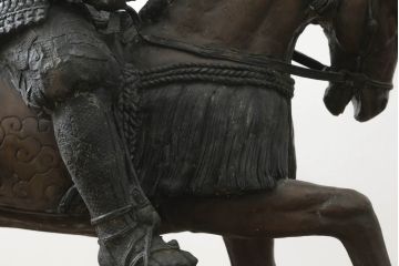 置いてあるだけで存在感がある!堂々とした雰囲気の大きな武将のブロンズ像(酒井忠次?、楠木正成?、置物、オブジェ、店舗什器、ディスプレイ)(R-075611)