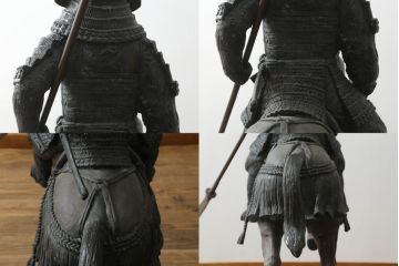 置いてあるだけで存在感がある!堂々とした雰囲気の大きな武将のブロンズ像(酒井忠次?、楠木正成?、置物、オブジェ、店舗什器、ディスプレイ)(R-075611)