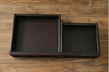 和製ビンテージ　総シタン材　落ち着いた佇まいと凝った意匠が素敵な茶棚(違い棚、飾り棚、収納棚、戸棚、ヴィンテージ)(R-075612)