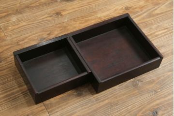 和製ビンテージ　総シタン材　落ち着いた佇まいと凝った意匠が素敵な茶棚(違い棚、飾り棚、収納棚、戸棚、ヴィンテージ)(R-075612)