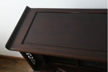和製ビンテージ　総シタン材　落ち着いた佇まいと凝った意匠が素敵な茶棚(違い棚、飾り棚、収納棚、戸棚、ヴィンテージ)(R-075612)