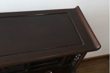 和製ビンテージ　総シタン材　落ち着いた佇まいと凝った意匠が素敵な茶棚(違い棚、飾り棚、収納棚、戸棚、ヴィンテージ)(R-075612)