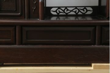 和製ビンテージ　総シタン材　落ち着いた佇まいと凝った意匠が素敵な茶棚(違い棚、飾り棚、収納棚、戸棚、ヴィンテージ)(R-075612)