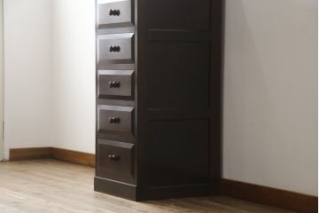 中古　美品　松本民芸家具　シンプルな作りで合わせやすいD型小物整理箪笥(縦型チェスト、引き出し、収納タンス)(定価約27万円)(R-075614)