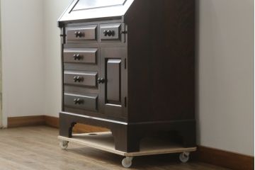 中古　北海道民芸家具　上質な作りが魅力のライティングビューロー(簿記机、ワークデスク、引き出し、在宅用、在宅ワーク用)(定価約34万円)(R-075615)