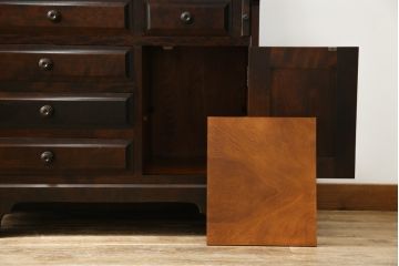 中古　北海道民芸家具　上質な作りが魅力のライティングビューロー(簿記机、ワークデスク、引き出し、在宅用、在宅ワーク用)(定価約34万円)(R-075615)