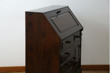 中古　北海道民芸家具　上質な作りが魅力のライティングビューロー(簿記机、ワークデスク、引き出し、在宅用、在宅ワーク用)(定価約34万円)(R-075615)