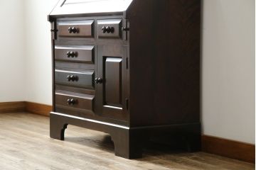中古　北海道民芸家具　上質な作りが魅力のライティングビューロー(簿記机、ワークデスク、引き出し、在宅用、在宅ワーク用)(定価約34万円)(R-075615)