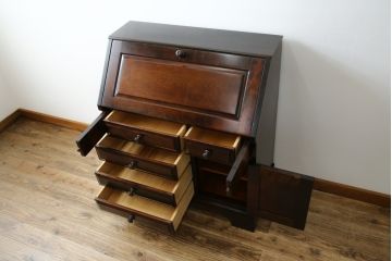 中古　北海道民芸家具　上質な作りが魅力のライティングビューロー(簿記机、ワークデスク、引き出し、在宅用、在宅ワーク用)(定価約34万円)(R-075615)