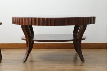 中古　アメリカ　Baker(ベーカー社)　洗練された佇まいが目を惹くセンターテーブル(ローテーブル、ラウンドテーブル、丸テーブル、リビングテーブル)(定価推定約70万円)(R-075628)