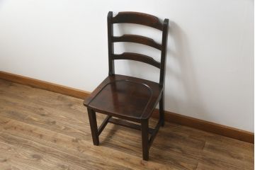 中古　北海道民芸家具　HM620　滑らかな木肌が上品なダイニングチェア(椅子、イス、板座チェア、ラダーバックチェア)(R-075629)