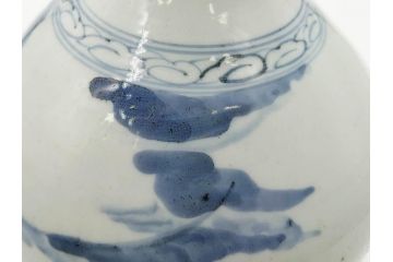 江戸期　古伊万里　染付　蟹　珍しい図柄が魅力的な花瓶(カニ、花器、花入、壺、壷)(R-075640)
