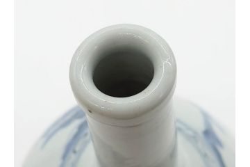 江戸期　古伊万里　染付　蟹　珍しい図柄が魅力的な花瓶(カニ、花器、花入、壺、壷)(R-075640)