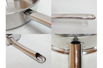スイス製　Spring　スプリング社　クリスタルGL　ソテーパン(24cm)　片手鍋(18cm)　両手深型鍋(20cm)　キッチンウェア3点セット(CRISTAL、料理ブック付き、箱付き、スターターセット)(R-075641)