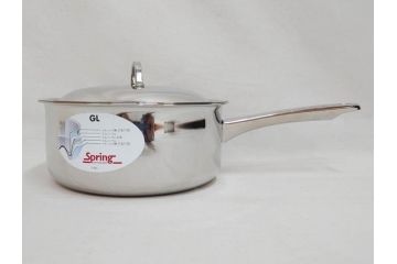 スイス製　Spring　スプリング社　クリスタルGL　ソテーパン(24cm)　片手鍋(18cm)　両手深型鍋(20cm)　キッチンウェア3点セット(CRISTAL、料理ブック付き、箱付き、スターターセット)(R-075641)