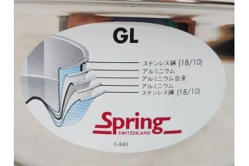 スイス製　Spring　スプリング社　クリスタルGL　ソテーパン(24cm)　片手鍋(18cm)　両手深型鍋(20cm)　キッチンウェア3点セット(CRISTAL、料理ブック付き、箱付き、スターターセット)(R-075641)