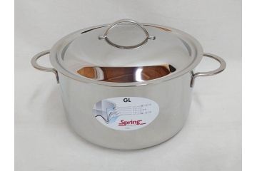 スイス製　Spring　スプリング社　クリスタルGL　ソテーパン(24cm)　片手鍋(18cm)　両手深型鍋(20cm)　キッチンウェア3点セット(CRISTAL、料理ブック付き、箱付き、スターターセット)(R-075641)