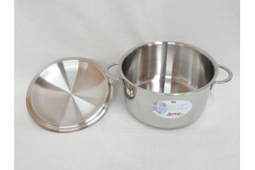 スイス製　Spring　スプリング社　クリスタルGL　ソテーパン(24cm)　片手鍋(18cm)　両手深型鍋(20cm)　キッチンウェア3点セット(CRISTAL、料理ブック付き、箱付き、スターターセット)(R-075641)