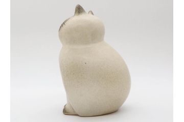 北欧雑貨　リサ・ラーソン　Lisa Larson　ミア(Mia)　キャット　猫　ねこ　ネコ　見上げる表情と丸いフォルムが愛らしいオブジェ(置物、陶器、ホワイト、グレー)(R-075645)