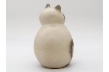 北欧雑貨　リサ・ラーソン　Lisa Larson　ミア(Mia)　キャット　猫　ねこ　ネコ　見上げる表情と丸いフォルムが愛らしいオブジェ(置物、陶器、ホワイト、グレー)(R-075645)
