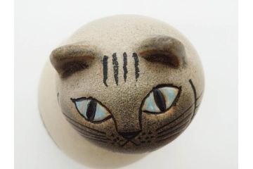 北欧雑貨　リサ・ラーソン　Lisa Larson　ミア(Mia)　キャット　猫　ねこ　ネコ　見上げる表情と丸いフォルムが愛らしいオブジェ(置物、陶器、ホワイト、グレー)(R-075645)