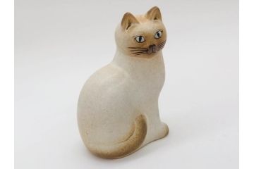 北欧雑貨　リサ・ラーソン　Lisa Larson　マンズ(Mans)　キャット　猫　ねこ　ネコ　気品溢れる佇まいが魅力のオブジェ(置物、陶器、ホワイト、ブラウン)(R-075646)