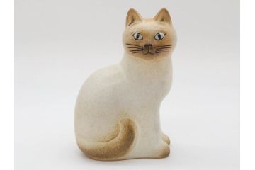 北欧雑貨　リサ・ラーソン　Lisa Larson　マンズ(Mans)　キャット　猫　ねこ　ネコ　気品溢れる佇まいが魅力のオブジェ(置物、陶器、ホワイト、ブラウン)(R-075646)