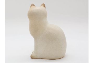 北欧雑貨　リサ・ラーソン　Lisa Larson　マンズ(Mans)　キャット　猫　ねこ　ネコ　気品溢れる佇まいが魅力のオブジェ(置物、陶器、ホワイト、ブラウン)(R-075646)