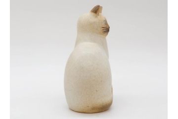 北欧雑貨　リサ・ラーソン　Lisa Larson　マンズ(Mans)　キャット　猫　ねこ　ネコ　気品溢れる佇まいが魅力のオブジェ(置物、陶器、ホワイト、ブラウン)(R-075646)