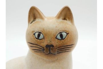 北欧雑貨　リサ・ラーソン　Lisa Larson　マンズ(Mans)　キャット　猫　ねこ　ネコ　気品溢れる佇まいが魅力のオブジェ(置物、陶器、ホワイト、ブラウン)(R-075646)