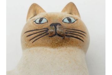 北欧雑貨　リサ・ラーソン　Lisa Larson　マンズ(Mans)　キャット　猫　ねこ　ネコ　気品溢れる佇まいが魅力のオブジェ(置物、陶器、ホワイト、ブラウン)(R-075646)