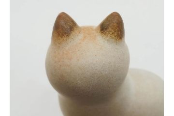 北欧雑貨　リサ・ラーソン　Lisa Larson　マンズ(Mans)　キャット　猫　ねこ　ネコ　気品溢れる佇まいが魅力のオブジェ(置物、陶器、ホワイト、ブラウン)(R-075646)