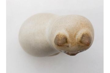 北欧雑貨　リサ・ラーソン　Lisa Larson　マンズ(Mans)　キャット　猫　ねこ　ネコ　気品溢れる佇まいが魅力のオブジェ(置物、陶器、ホワイト、ブラウン)(R-075646)