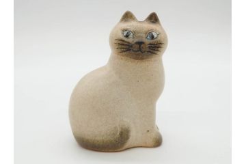 北欧雑貨　リサ・ラーソン　Lisa Larson　ミア(Mia)　マンズ(Mans)　キャット　猫　ねこ　ネコ　小振りで可愛らしいオブジェ3点セット(置物、陶器、ホワイト、ブラウン)(R-075647)