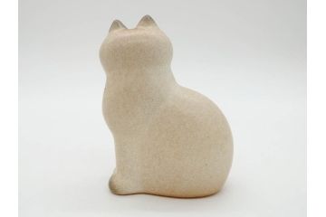 北欧雑貨　リサ・ラーソン　Lisa Larson　ミア(Mia)　マンズ(Mans)　キャット　猫　ねこ　ネコ　小振りで可愛らしいオブジェ3点セット(置物、陶器、ホワイト、ブラウン)(R-075647)
