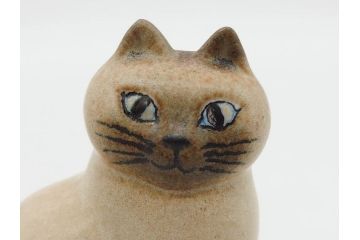 北欧雑貨　リサ・ラーソン　Lisa Larson　ミア(Mia)　マンズ(Mans)　キャット　猫　ねこ　ネコ　小振りで可愛らしいオブジェ3点セット(置物、陶器、ホワイト、ブラウン)(R-075647)