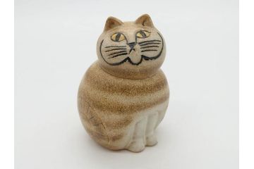 北欧雑貨　リサ・ラーソン　Lisa Larson　ミア(Mia)　マンズ(Mans)　キャット　猫　ねこ　ネコ　小振りで可愛らしいオブジェ3点セット(置物、陶器、ホワイト、ブラウン)(R-075647)