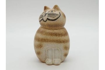 北欧雑貨　リサ・ラーソン　Lisa Larson　ミア(Mia)　マンズ(Mans)　キャット　猫　ねこ　ネコ　小振りで可愛らしいオブジェ3点セット(置物、陶器、ホワイト、ブラウン)(R-075647)