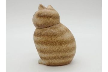 北欧雑貨　リサ・ラーソン　Lisa Larson　ミア(Mia)　マンズ(Mans)　キャット　猫　ねこ　ネコ　小振りで可愛らしいオブジェ3点セット(置物、陶器、ホワイト、ブラウン)(R-075647)