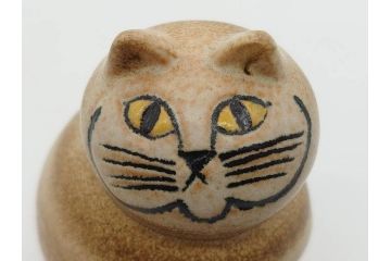 北欧雑貨　リサ・ラーソン　Lisa Larson　ミア(Mia)　マンズ(Mans)　キャット　猫　ねこ　ネコ　小振りで可愛らしいオブジェ3点セット(置物、陶器、ホワイト、ブラウン)(R-075647)