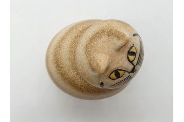 北欧雑貨　リサ・ラーソン　Lisa Larson　ミア(Mia)　マンズ(Mans)　キャット　猫　ねこ　ネコ　小振りで可愛らしいオブジェ3点セット(置物、陶器、ホワイト、ブラウン)(R-075647)