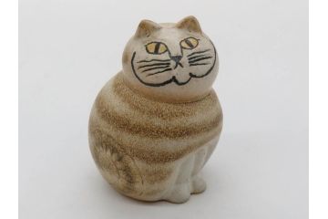 北欧雑貨　リサ・ラーソン　Lisa Larson　ミア(Mia)　マンズ(Mans)　キャット　猫　ねこ　ネコ　小振りで可愛らしいオブジェ3点セット(置物、陶器、ホワイト、ブラウン)(R-075647)