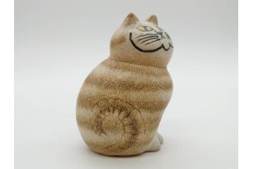 北欧雑貨　リサ・ラーソン　Lisa Larson　ミア(Mia)　マンズ(Mans)　キャット　猫　ねこ　ネコ　小振りで可愛らしいオブジェ3点セット(置物、陶器、ホワイト、ブラウン)(R-075647)