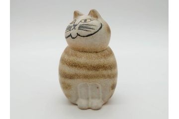 北欧雑貨　リサ・ラーソン　Lisa Larson　ミア(Mia)　マンズ(Mans)　キャット　猫　ねこ　ネコ　小振りで可愛らしいオブジェ3点セット(置物、陶器、ホワイト、ブラウン)(R-075647)