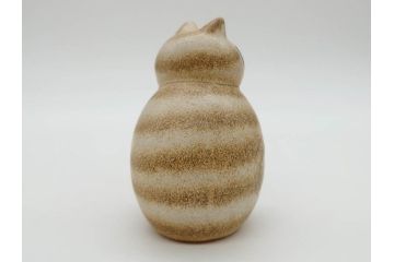 北欧雑貨　リサ・ラーソン　Lisa Larson　ミア(Mia)　マンズ(Mans)　キャット　猫　ねこ　ネコ　小振りで可愛らしいオブジェ3点セット(置物、陶器、ホワイト、ブラウン)(R-075647)